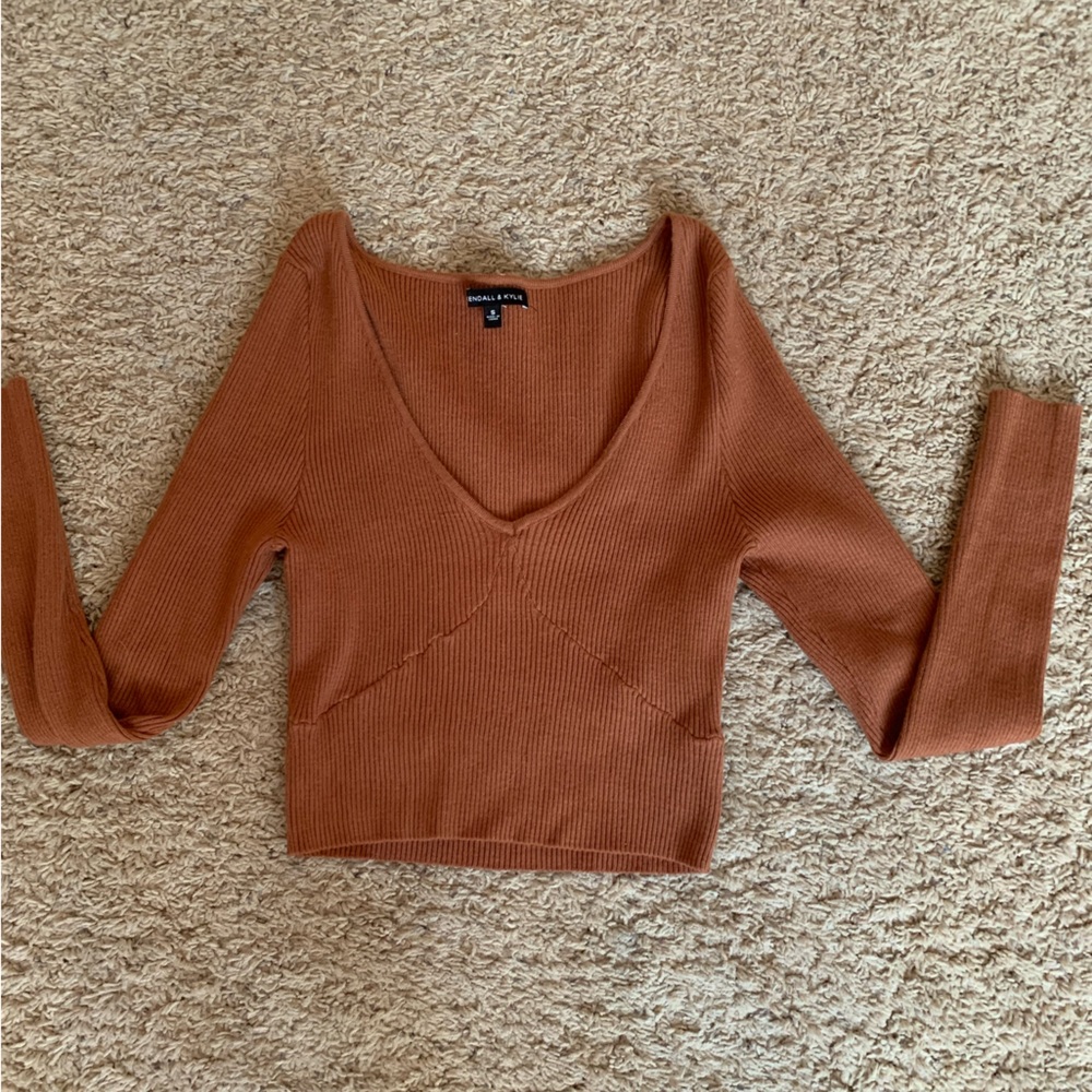 Brown/ Rust Kendall and Kylie cropped sweater from Pacsun
